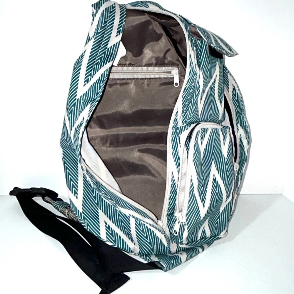 Kavu Original Rope Sling Bag Backpack Crossbody Chevron‎ Teal White Lightweight